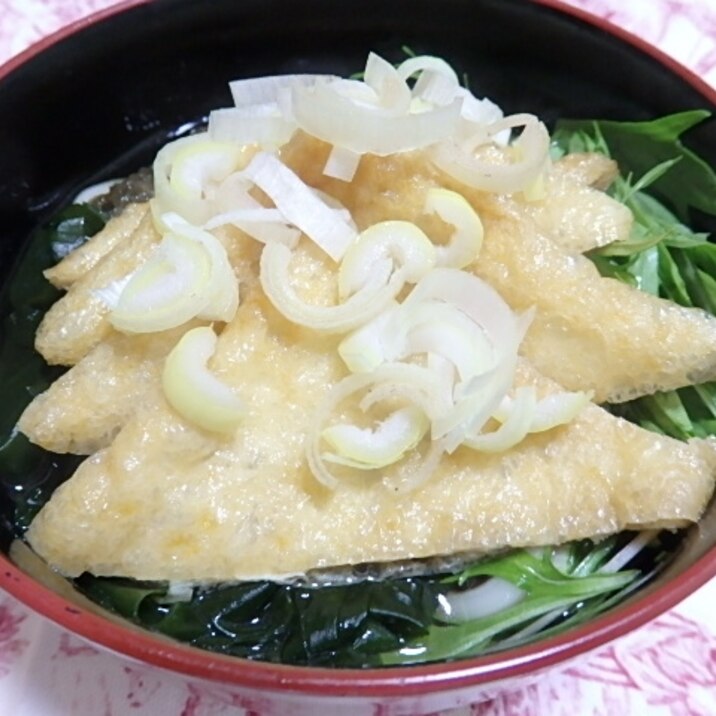 時短！簡単　水菜＆きつねうどん